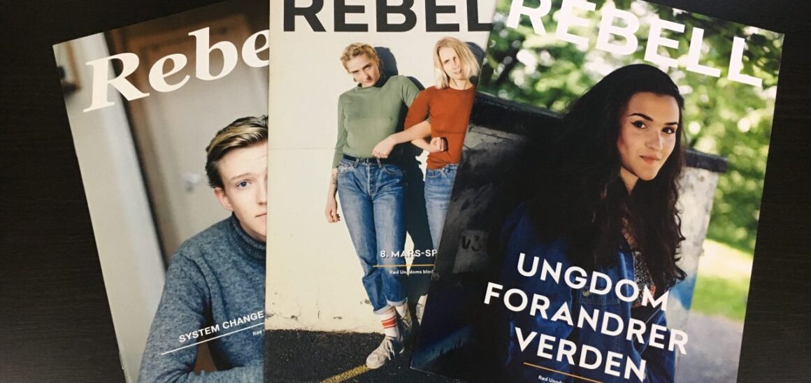 Bilde av forsiden av tre utgaver av Rebell.
