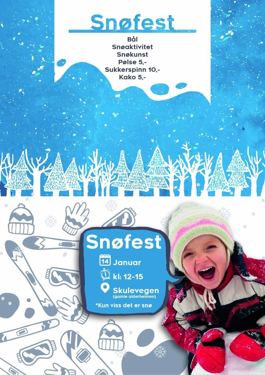 Bilde av en plakat med invitasjon til snøfest