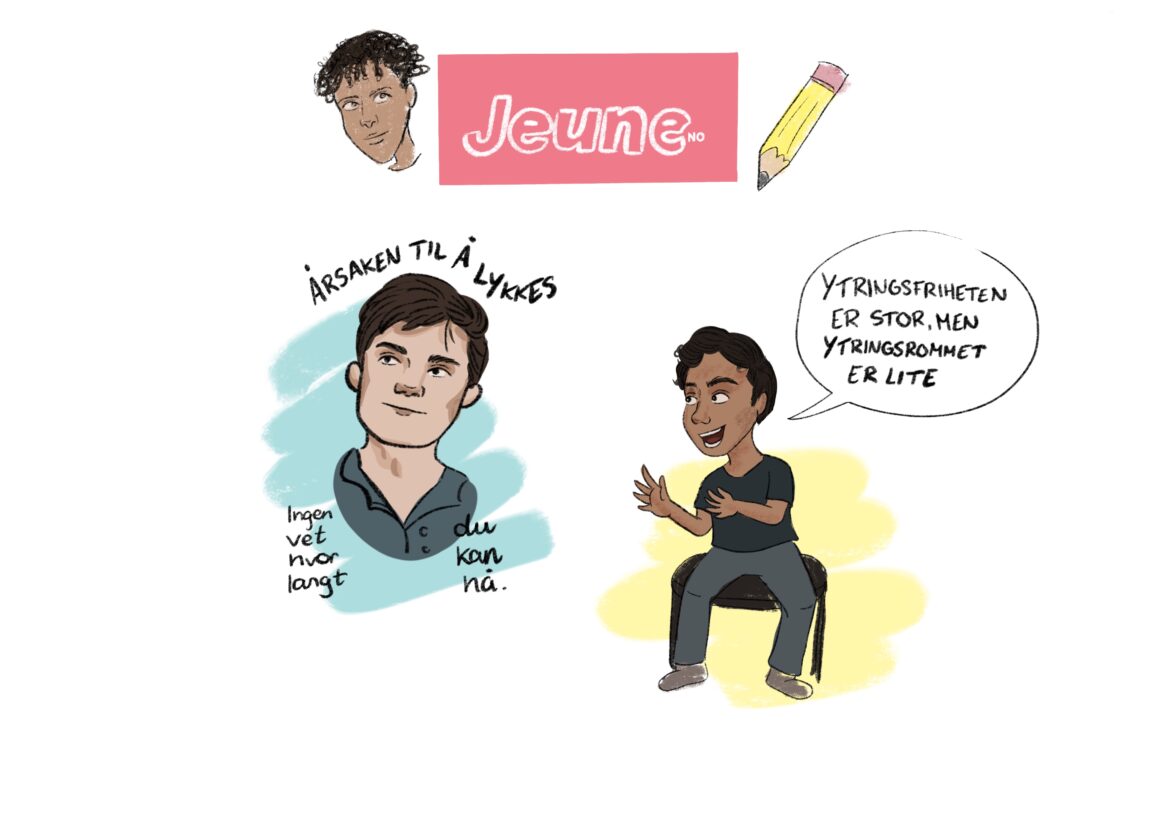 Illustrasjon av de to ungdommene fra debattnettstedet Jeune