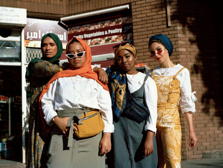 Portrait of group of stylish young Muslim women